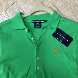 90’s Kiwi Green Ralph Lauren 💚🥝Sport Slim Skinny Fit Short Sleeve Polo Shirt NWT